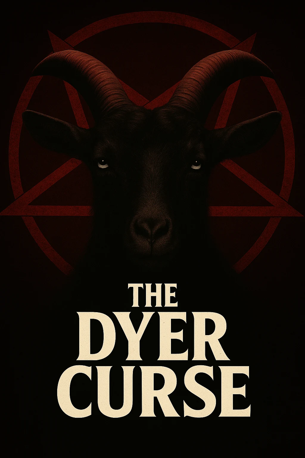 The Dyer Curse poster featuring a horned black goat against a red occult symbol